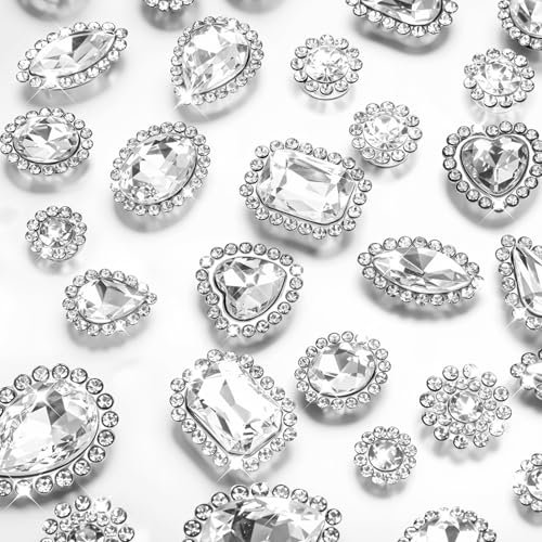 50 Stück Flache Rückseite Strasssteine zum Annähen Mischgröße Glitzersteine Glas zum Aufnähen Basteln Kristall Nähen Strass für Textilien DIY Handwerk Kleidung Dekorationen Schmuckherstellung