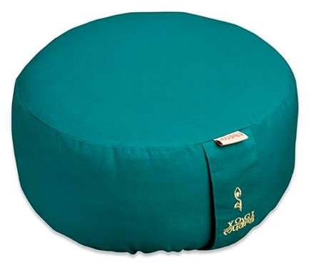 Yogimudra Meditationskissen mit Kapok-Füllung und Kordelzug – Perfekt für Yoga, Achtsamkeit & Entspannung (Petrol, Ø33x20cm)