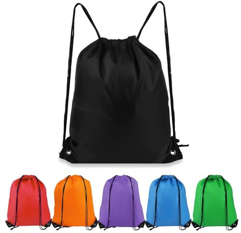 IHLOOTD Turnbeutel Set 6 Stück Drawstring Bag Waterproof Rucksack Beutel mit Kordelzug Sportbeutel Großem Fassungsvermögen DIY Kordelzugbeutel für Kinder, Erwachsener, Sport, Fitness (A)