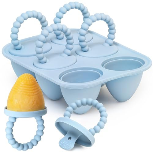 Lot de 6 moules à glace en silicone pour bébé - Avec tiges en silicone - Mini moules à glace pour bébé/tout-petits/enfants - Sans BPA - Convient à un usage alimentaire - Facile à nettoyer - Idéal pour