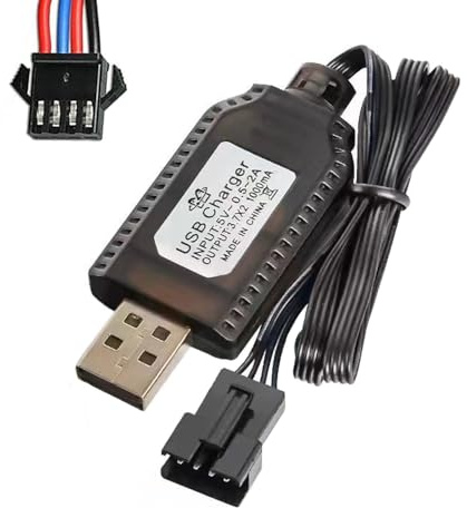ENJOY-UNIQUE Akku-Ladekabel 7,4V, USB Batterie Ladegerät Kabel für LiPo-Akkus, SM-4P Stecker, für RC Ferngesteuerten Spielzeug Auto Zug Drohne Boot Flugzeug Quadcopter Tanks