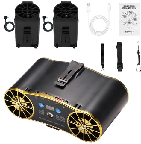 Gitekain Ventilatore da Indossare per Magliette - Raffreddamento Ricaricabile USB | Portatile Multifunzione con Luce per Viaggio Campeggio Esterno Spiaggia