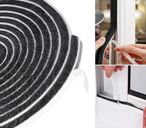 Huilaimi Draught Excluder for Doors/Windows, Fits Any Even/Uneven Gap 4-8mm | Energy Saving, Door Window Seal Strip - Blocks Cold Air/Noise/Dust, Self-Adhesive Easy to Install, 11m x 9mm x 9mm, Black