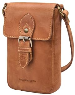 DRAKENSBERG Leder Handytasche 'Jessy' zum Umhängen, Damen, Herren, universal, alle Handys, Vintage-Look | Cognac-Braun, DR00475