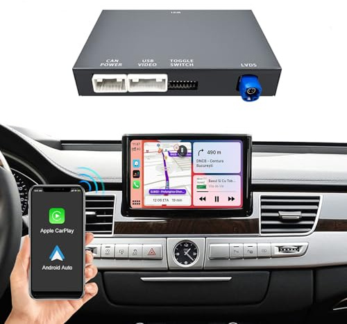 Kabellose CarPlay-Decoderbox für Audi A8 2010-2017 MMI 3G 6.5/7 Zoll | mit Android Auto Navigation Lenkradsteuerung MirrorLink Bluetooth Android Auto mit Originalanschluss kabelloser Verbindung