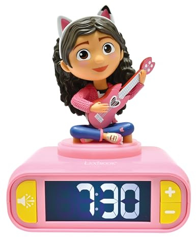 Lexibook, Gabby's Dollhouse, Nachtlicht-Wecker, RL800GDHLXB | Klänge und Melodien, LCD-Display mit Hintergrundbeleuchtung, Leuchtend, Schlummerfunktion, Rosa