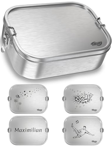 TAKWAY Edelstahl Brotdose mit Fächern 1200ml – Auslaufsichere Lunchbox mit Unterteilung für Kinder & Erwachsene (Silber, Trennsteg)