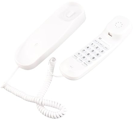 TOPINCN Weißes, Einfaches, Schnurgebundenes Telefon, an der Wand Montierbares Telefon mit Beleuchteten Tasten, Unterstützt Pause, Wahlwiederholung der Letzten Nummer für das Heimbüro, Langlebiges