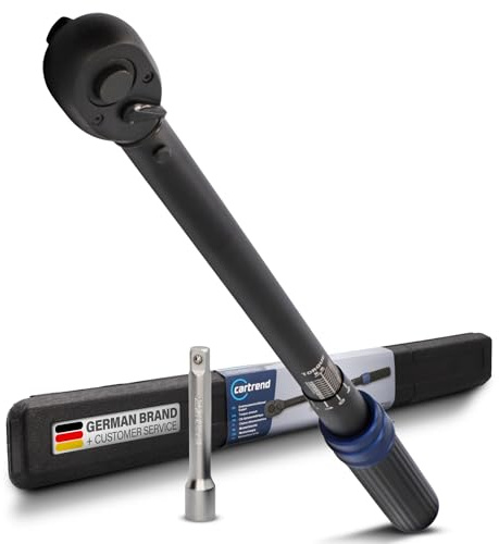 cartrend Drehmomentschlüssel Expert, einstellbar von 40 bis 220 Nm, mit Verlängerung 120 mm, 72 Zähne für präzise Einstellung, ergonomischer Handgriff, Links- und Rechtslauf, Sperrmechanismus, schwarz