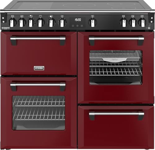 Stoves Richmond Deluxe 100Ei 100cm wide Electric Range Cooker with Induction Hob - Garnet Red - A Rated