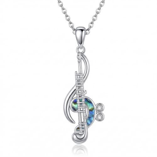URONE Music Necklace Musicnote Flute/Phantom Of The Opera Necklace 925 Sterling Silver Music Jewellery Gifts for Women