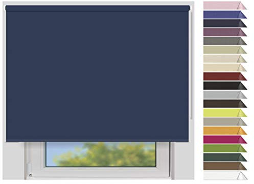 EFIXS Verdunklungsrollo Maxi - 32 mm Welle - Breiten: 120-240 cm - Höhen bis 240 cm - Hier: 180 cm x 240 cm (Stoffbreite x Höhe) - Marine (7899) - lichtundurchlässig - Blickdicht