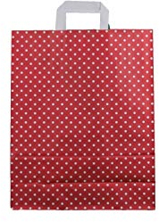 Papiertragetasche 32+12x40cm rot mit Punkten Größe 100 Stück