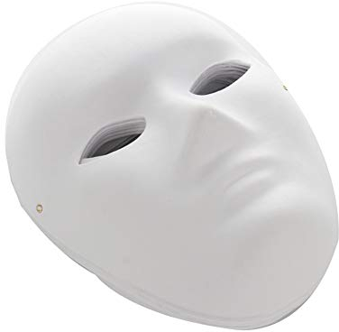 JYCRA Maske zum Selbermachen, bemalbare Papiermasken, einfarbige Maske, Kostüm-Maske für Halloween, Karneval, Partys, 6 männlich, 6 weibliche, Weiß, 12 Stück