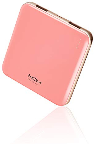 MOXNICE Power Bank Portable Phone Charger 10000mAh, Smaller and Lighter Battery Pack with 2 Outputs for iPhone, Samsung, Huawei and More (Pink)