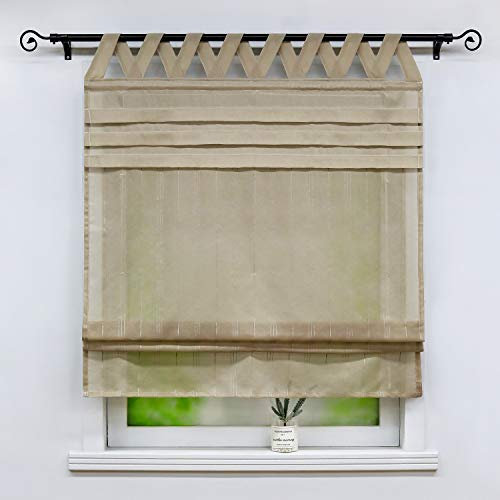 Joyswahl halbtransparentes Raffrollo mit Leinenoptik Schals Raffrollo mit V-Schlaufen »Tilla« Fenster Vorhänge BxH 140x140cm Grau 1er Pack