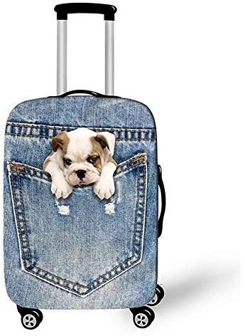 Elastische Kofferhülle Kofferschutzhülle, Treer Reisekoffer Kofferbezug Gepäck Cover Protektor Waschbar Anti-Kratzer Staubdicht Reisekoffer Hülle Cover (Mops,L(26-28in))