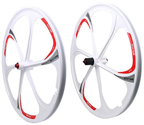 LSRRYD Paire Roues Vélo 26 Pouces VTT Jante en Alliage Magnésium Moyeu Roulement Scellé Libération Rapide Roue Bicyclette Frein Disque 8 9 10 Vitesse Volant D'inertie Cassette (Color : White)