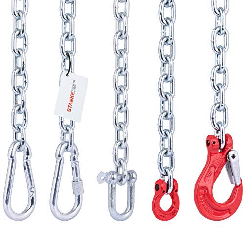 Seilwerk STANKE 50cm Kit de Fixation pour hamac, pour balançoire d’intérieur et pour Sac de Frappe : chaîne en Acier galvanisé 6 mm + 6mm Crochet à Chape