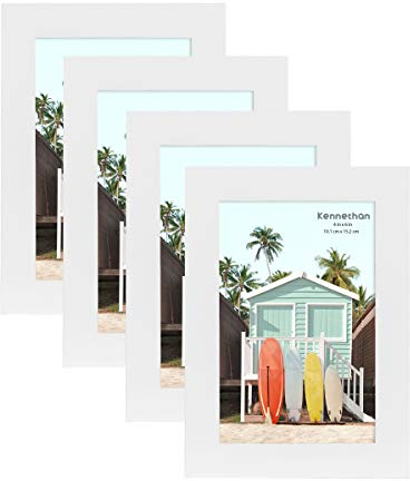 kennethan Bilderrahmen 10x15 Weiß 4er Pack Fotorahmen mit Acrylglas zum aufhängen und aufstellen