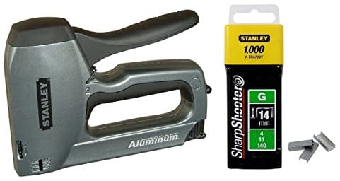 STANLEY Heavy Duty Staple Gun/Brad Nailer, 0-TR250 & Stanley 1-TRA709T 14mm Heavy-Duty Staple (1000 Pieces), Yellow