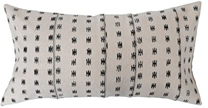 Creative Co-Op Stonewashed Kissen mit Lendenblock-Druck, Baumwolle, 71 x 35,6 x 5,1 cm, Schwarz