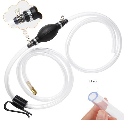 H-veenjor Bomba de manguera de sifón de gasolina, bomba de transferencia de combustible manual, bomba de sifón de gas de alto flujo para agua, gasolina, aceite, gasolina, diésel, bomba de combustible