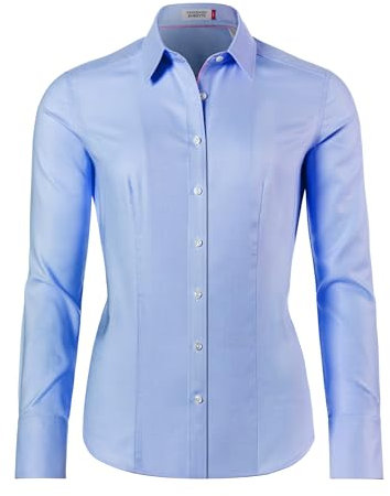 Vincenzo Boretti Bluse, modern-fit/leicht tailliert, Hemdkragen, Soft Oxford - bügelleicht hellblau 42