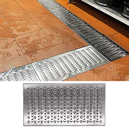 IBOWZ Rejilla Desague Jardin Drenaje de Ducha Lineal de Acero Inoxidable,Protectores de Drenaje para el hogar antioxidante antiobstrucción fácil de Instalar Canal de Drenaje Espesor Lineal 25mm