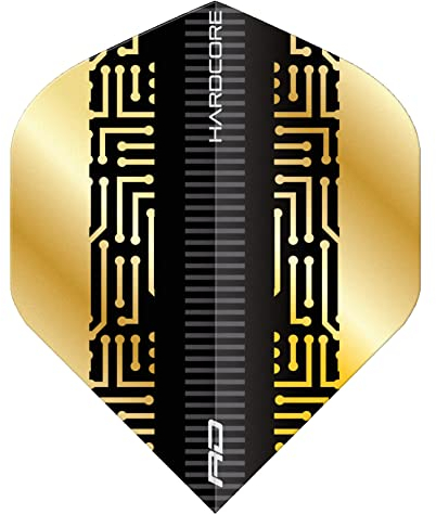 RED DRAGON Hardcore Premium Gold & Black Maze Dart Flights - 3 Sets Per Pack (9 Dart Flights in total)
