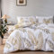 Michorinee Housse de Couette 220x240 Motif Feuilles de Palmier Tropicales Or et Blanc Parure de Lit Botanique Fermeture Éclair - Linge de Lit 2 Personnes Adulte avec 2 Taies d'oreiller 65x65 cm