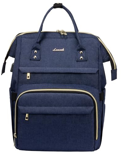 LOVEVOOK Sac à Dos pour Ordinateur 14 Pouces, Sac Ados Femme Imperméable Petit, Sac a Dos PC Portable élégant avec Port de Chargement USB, pour Collège Affaires, Bleu