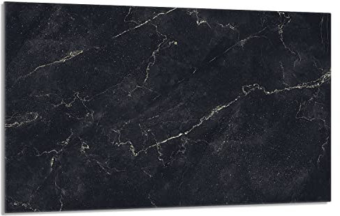DarHaus Copri piano cottura induzione 80x52 cm copertura per piano cottura in vetroceramica 1 pezzi universale per piastre di cottura paraspruzzi tagliere in vetro temprato, Marmo nero