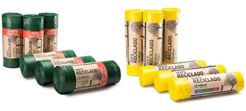 Relevo sacs poubelle 100% recyclés, très résistant 100L, 78 pièces & sacs poubelle 100% recyclés, très résistant 30L, 90 pièces