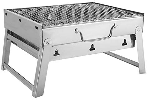 Holzkohlegrill Picknickgrill/Kohlegrill Holzkohle Grill Grill Tragbare Edelstahl Camping Barbecue Ofen Falten Grill Grill for Outdoor-Kochen Camping Wanderung Party (35 * 27 * 20 cm) BBQ Grill Holzkoh