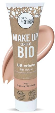 BORN TO BIO BB Crème Bio - Fond de Teint Hydratant Teinté Naturel pour un Teint Unifié & Éclatant - Creme Teintée Visage pour Femme - Maquillage pour le Teint Bio (Beige Rosé, 25ml)