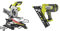 Ryobi R18MS216-0 One+ Cordless Mitre Saw, 18 V, Hyper Green & R15GN18-0 18V ONE+ Cordless 15 Gauge Nailer (Bare Tool), Hyper Green