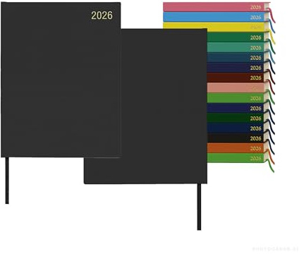 Top Sale Terminplaner 2026 A5, Wochenansicht, Jahresplaner mit festem Einband und Lesebändchen, professioneller, kompakter Organizer, Schwarz