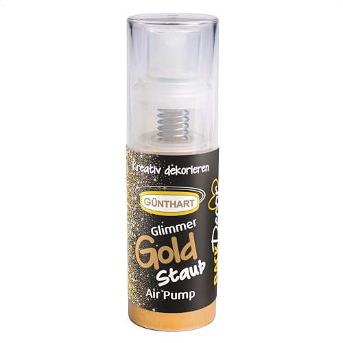 Günthart BackDecor Goldstaub Glimmer Pumpspray, Glitzereffekt, essbarer glänzender Goldstaub Glitzer für Lebensmittel, 1er Pack (1 x 10 g)