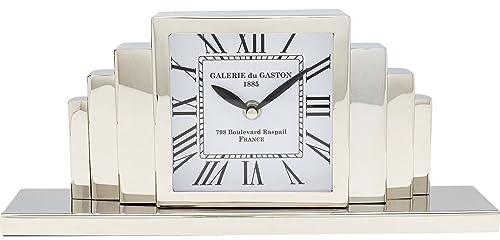 Kare Design Tischuhr City, Silber, Uhr, Stahl, Papier Ziffernblatt, 7x33x4 cm (H/B/T)