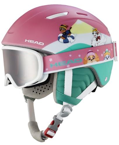 HEAD MAJA PAW SET Ski- und Snowboardhelm inkl. Brille, Paw Patrol Design, Rosa/Türkis