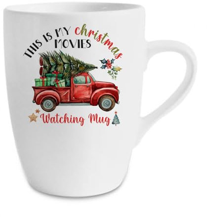 Getagift This is My Christmas Movie Watching Mug, with red Christmas Truck/Christmas Tree, 13 oz Marrow Cup/Mug.