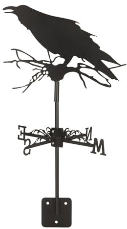 Girouette Corbeau Ornement Vent, Girouette Corbeau Girouette Ornement de Toit pour la Maison, Girouette en Métal Extérieur Jardin Outil de Mesure du Vent Girouette en Acier