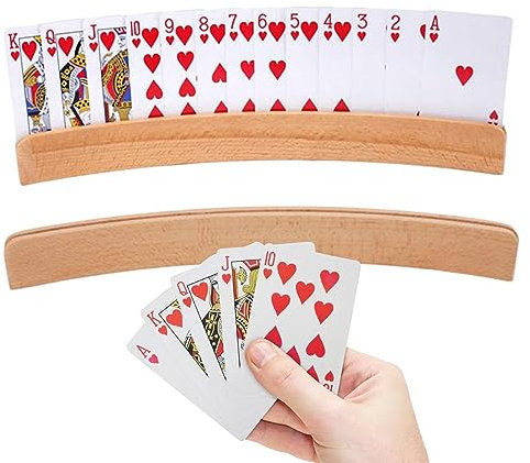 BommFu Porte-Cartes À Jouer en Bois Supports De Cartes À Jouer 2 Pièces Porte-Cartes Mains Libres pour Jeux De Cartes pour -TS, Adultes Et Personnes Âgées pour Le Bridge