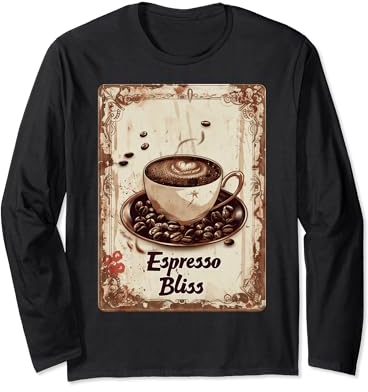 Espresso Bliss Tasse à café rétro Barista Aquarelle Manche Longue