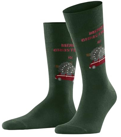 Burlington Herren Socken X-Mas Caro M So Baumwolle gemustert 1 Paar, Grün Eucalyptus 7502, 40-46