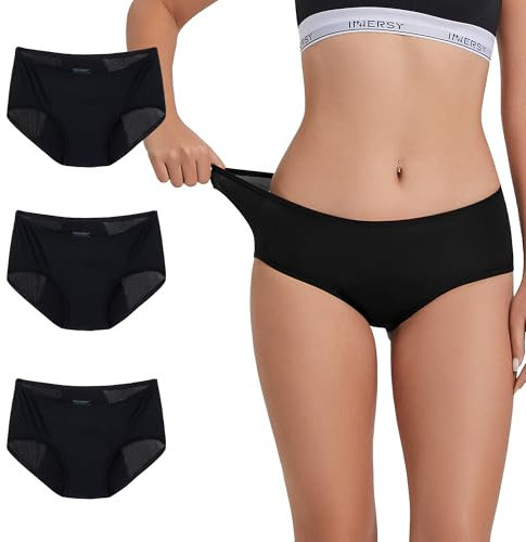 INNERSY Menstruationsunterwäsche Schwarz Perioden Unterschwäsche Menstruation Periodenslip 3 Pack (M, 3 Schwarz)