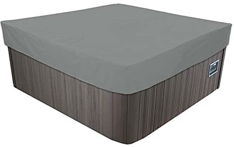 YIJIEHH Housse pour Bain À Remous Carrée De Jardin, Bache De Protection pour Piscine en Tissu Oxford 210D Étanche Protector-Spa - Imperméable, Anti-poussière, Anti-UV-Gray Gris||210x210x30cm