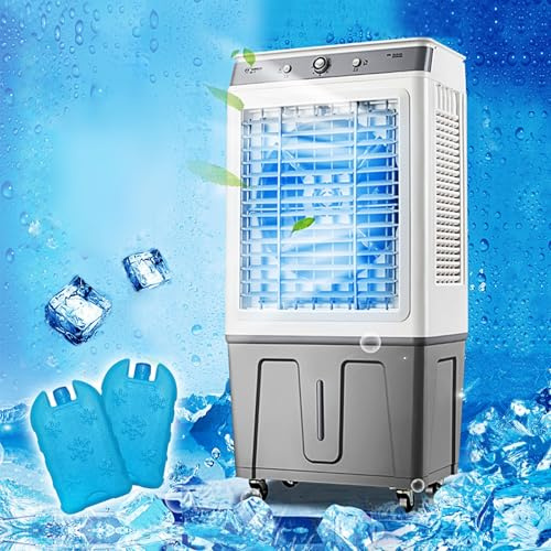 Climatiseur Mobile Silencieux, Refroidisseur d'air 45L Climatiseur Portable Économie d'énergie Ventilateur Humidificateur avec 3 Vitesses, for Entrepôt, Centre commercial, Atelier, Hôtel