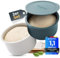 Teigbar Pizzaballenbox mit Deckel, 2er Set - platzsparende Teigbox aus löse-leichtem Silikon - bis zu 350g Pizzateig Box - Gärbox, Pizza Zubehör, Pizza Box - Blau/Weiß - Ø13cm